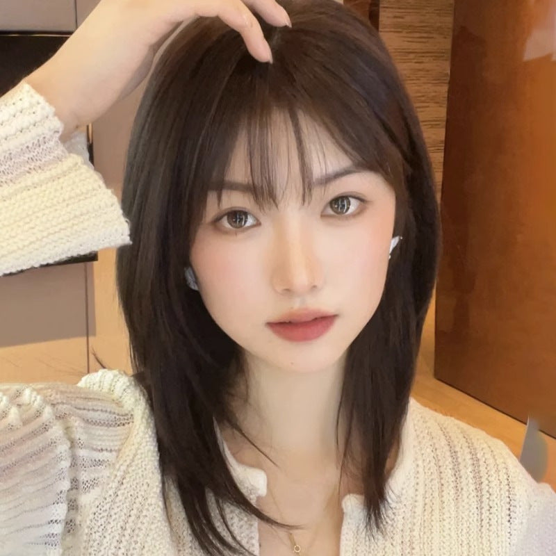 Women's Collarbone Hairstyle Natural Round Face Mid-length Wig Short Straight Hair