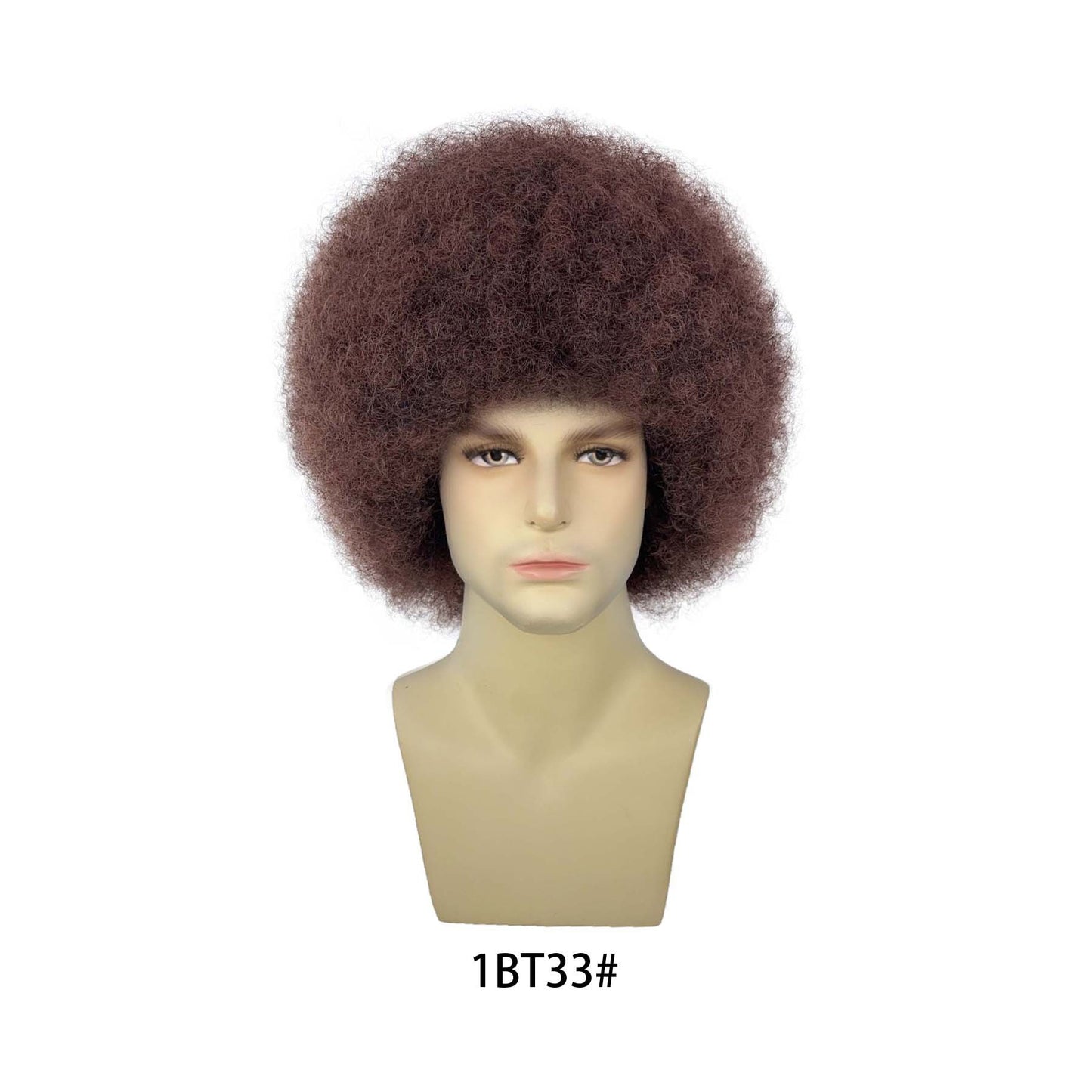 Men's Afro Fiber Head Cover African Small Wig Short Curly Hair