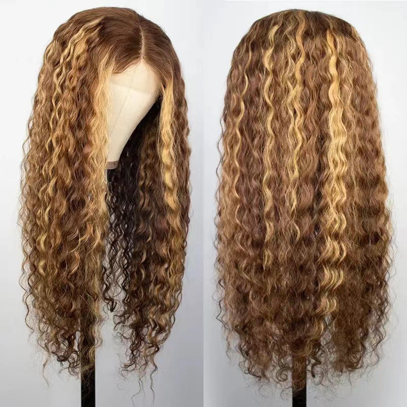 African Small Curly Wine Red Lace Wig Long Curls