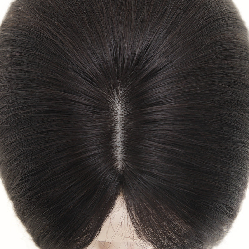 Diamond Net Black Swan Hairpiece Top Cover Gray Forehead Invisible Real Hair Wig
