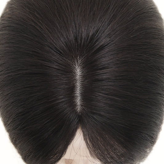 Diamond Net Black Swan Hairpiece Top Cover Gray Forehead Invisible Real Hair Wig