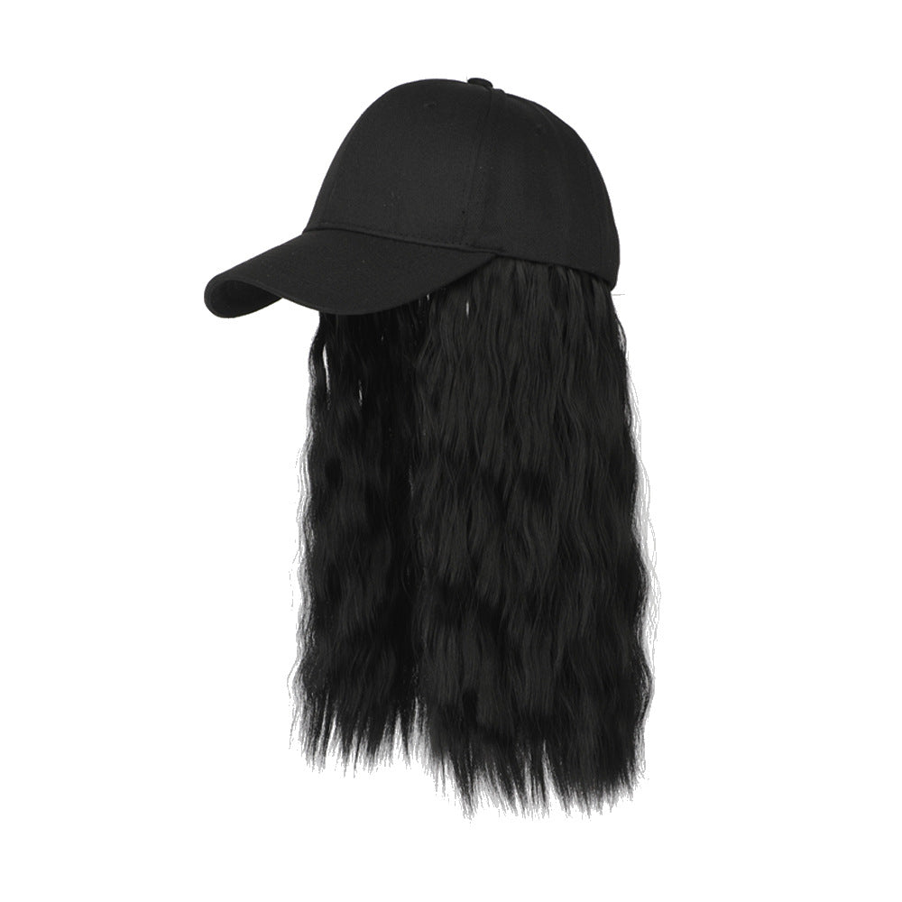 Women's Hat Cm Baseball Cap Hooded Integrated Wig Short Curly Hair