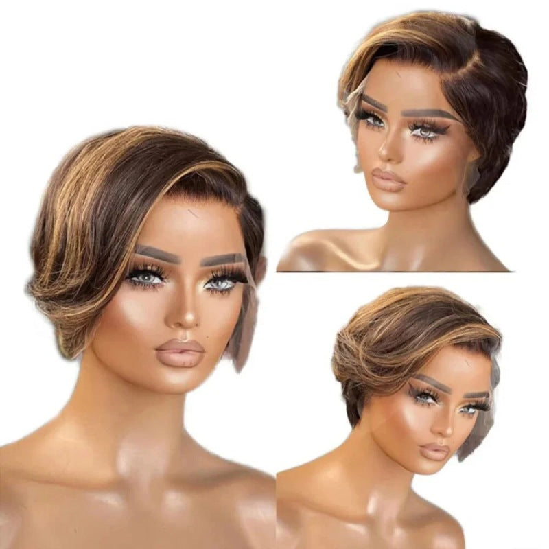Frontal Pixie Bob Human Color Lace Real Hair Wig