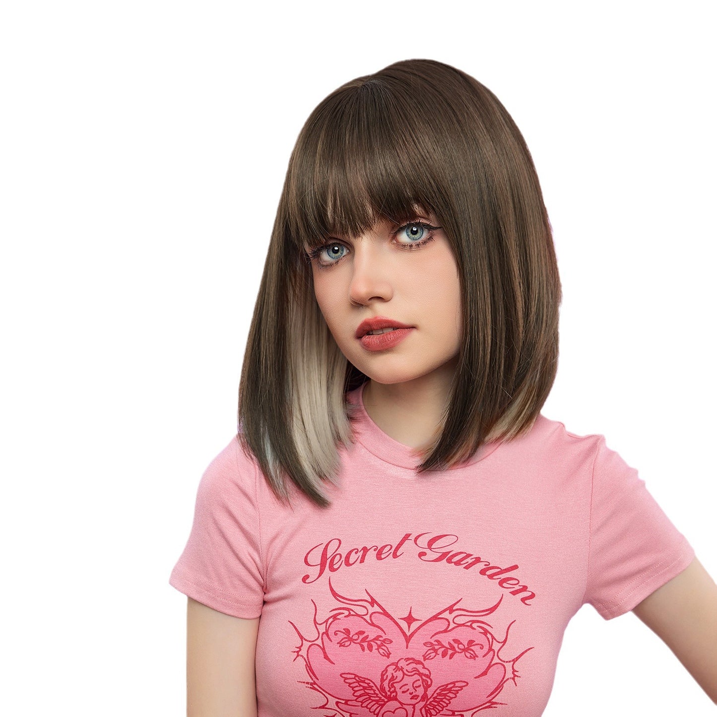 Face Natural Simulation Human Hanging Ear Dyed Wig Short Straight Hair