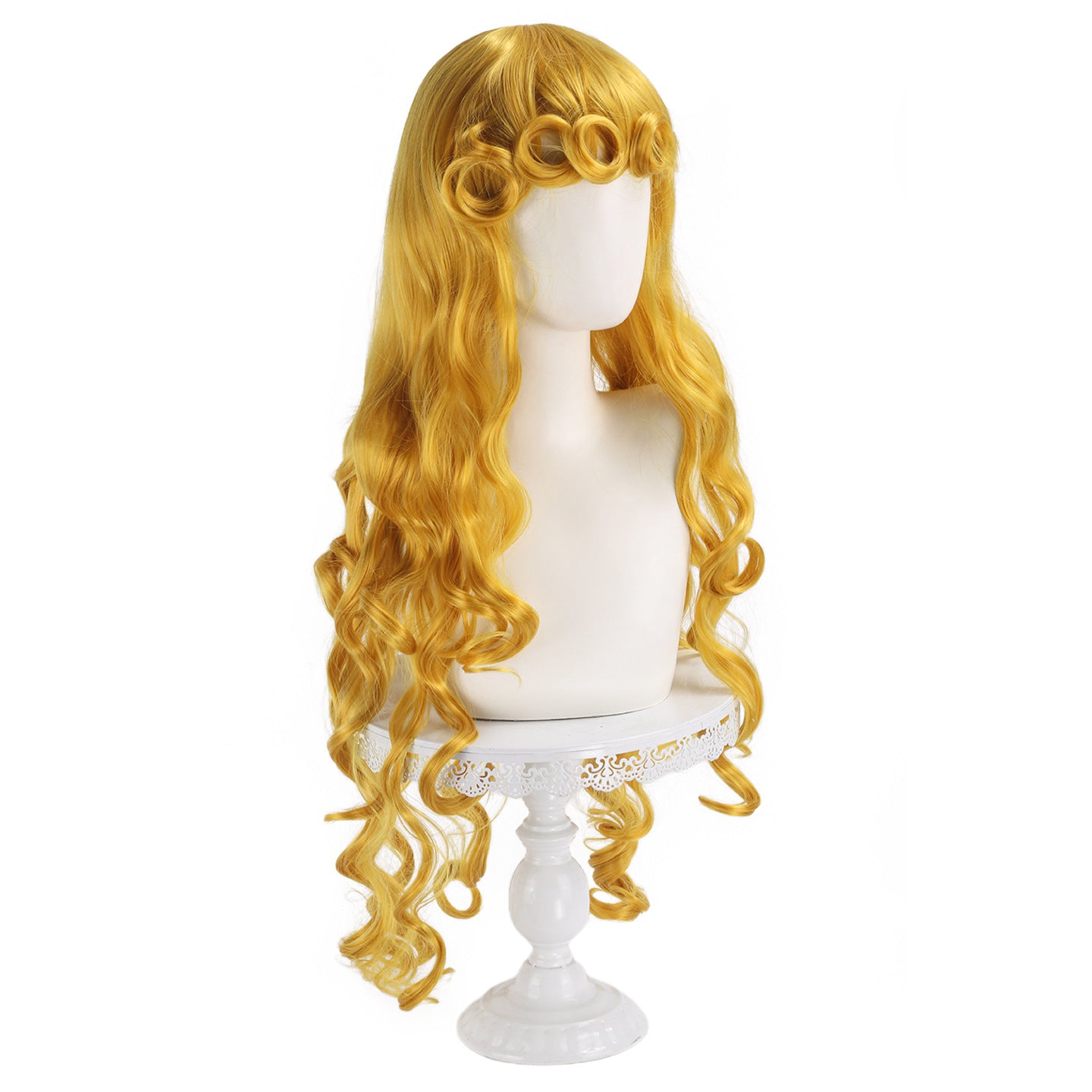 Sleeping Beauty Princess Aurora Long Golden Yellow Blonde Cos Wig