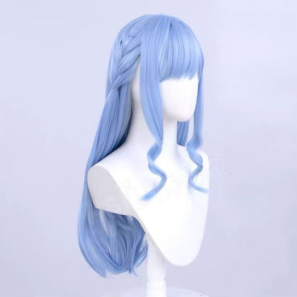 Silk Yi Blue Artificial Long Scalp Cos Wig