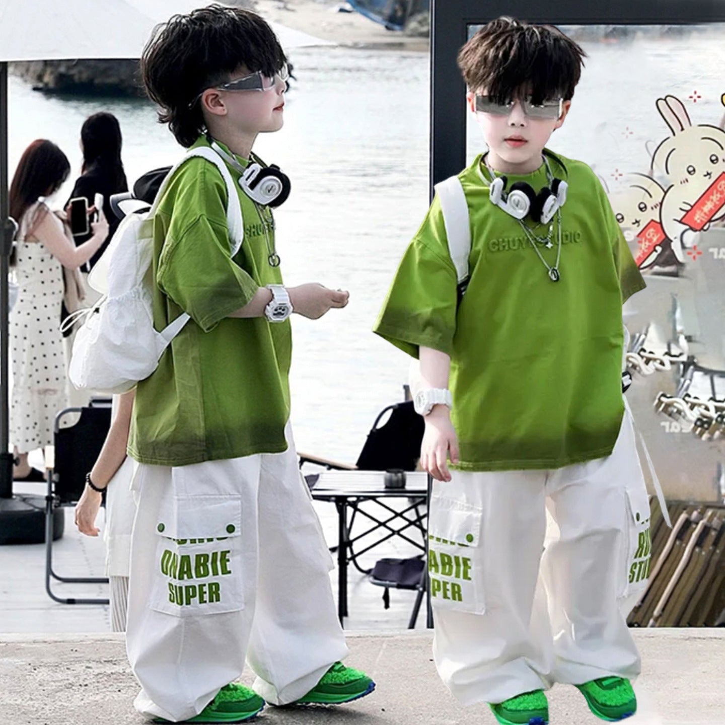 Children's Short-sleeved T-shirt Summer Clothing Korean Style Cool Handsome Wear Boy Children's Suit