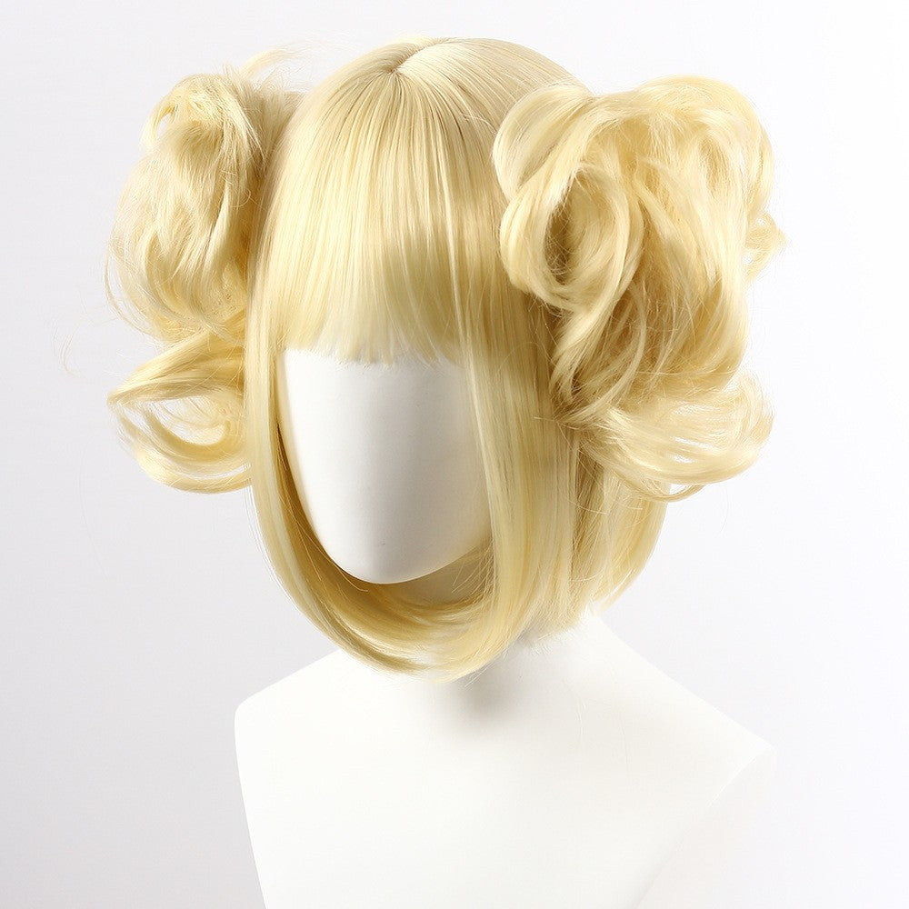 Golden Anime Secondary Element Jaws Clamp Pair Ponytail Short Hair Cos Wig