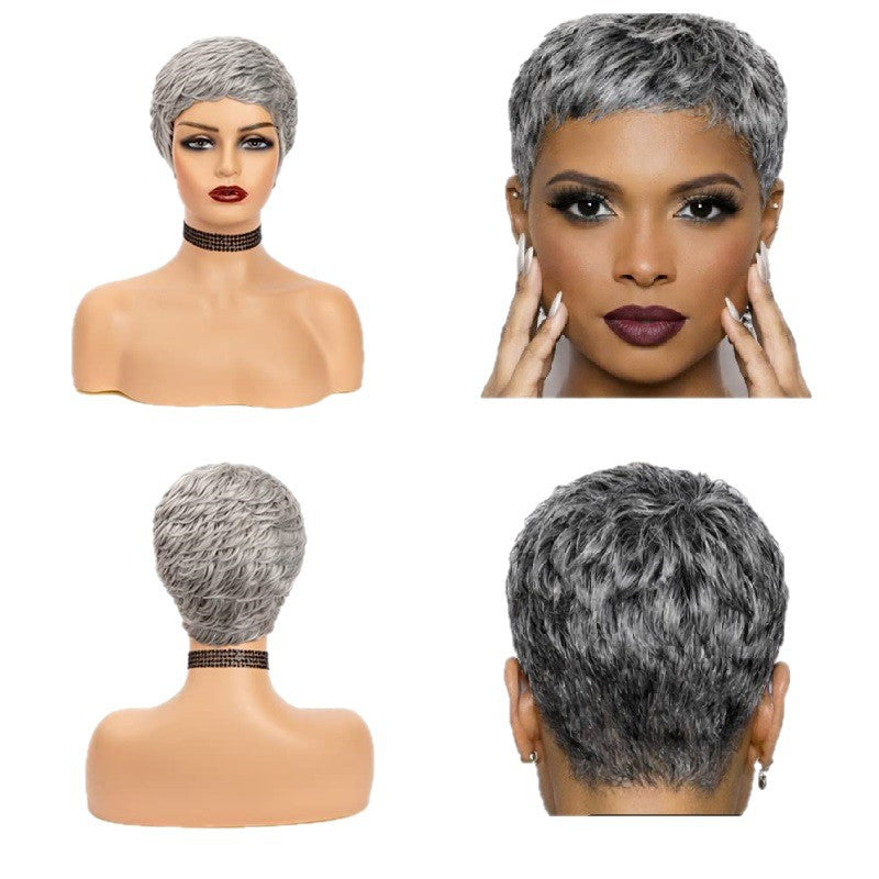 Popular Human Mechanism Gray Granny Grey Real Hair Wig