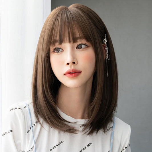 Women's Top Head Cover Sweet Summer Inner Wig Short Straight Hair