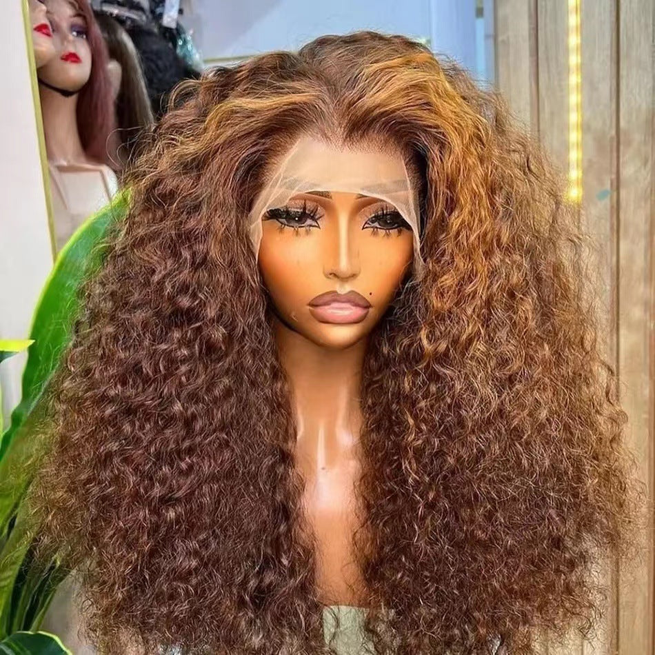 Former Lace Head Cap Real Human Hair Piano Pick Dyed Wig Long Curls