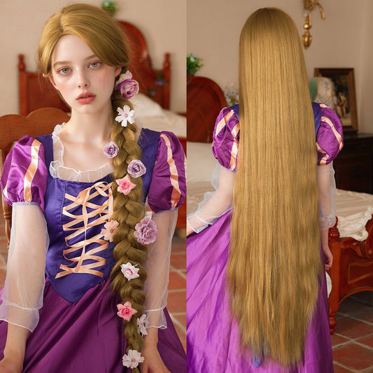 Long Hair Princess Costume Super Straight Golden Street Dress Up Cos Wig