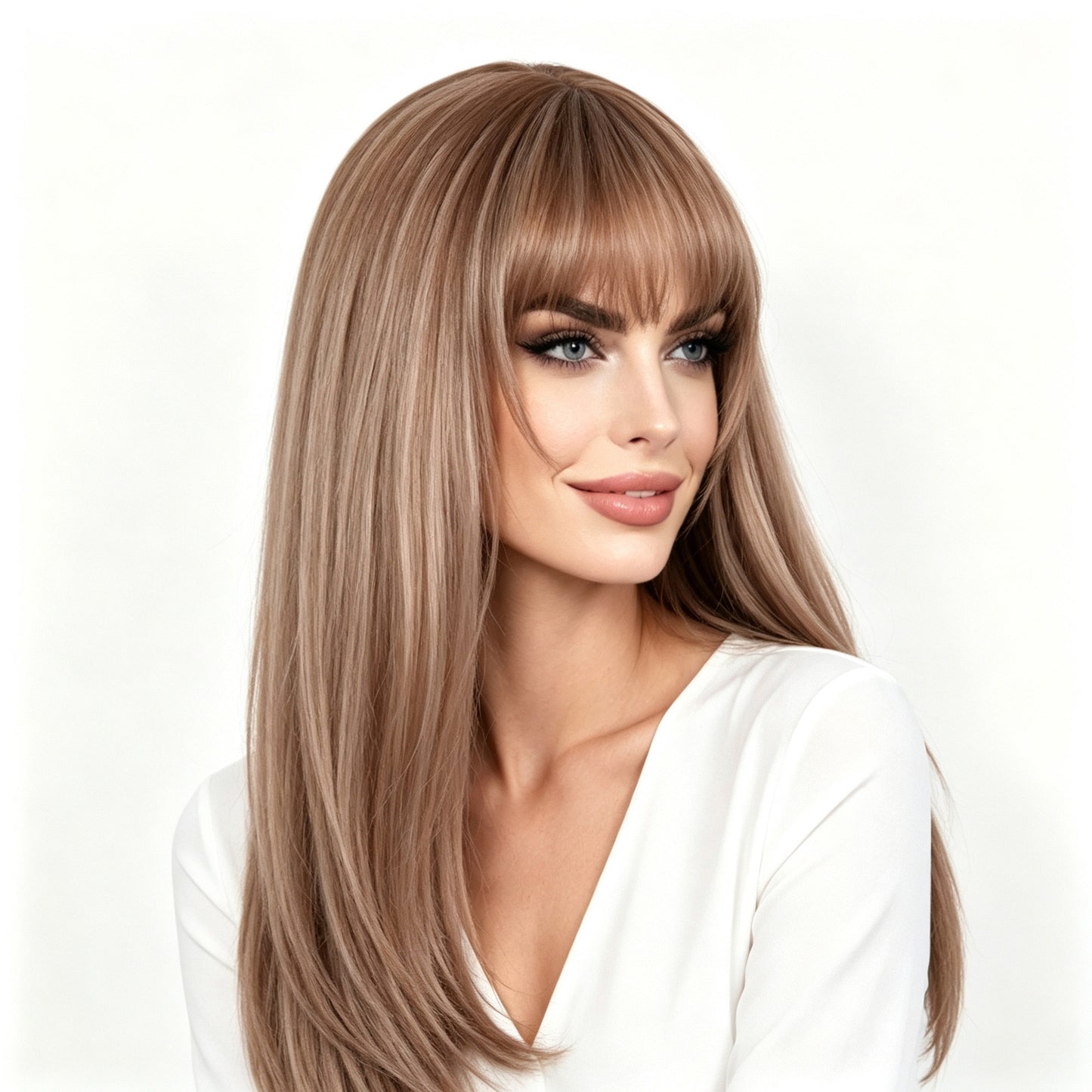 Women's Mid-point Dyed Fiber Head Cover Light Long Straight Wig