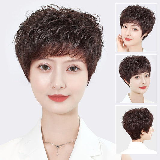 Curly Real Full Human Hand Woven Mother Style Men's Wig