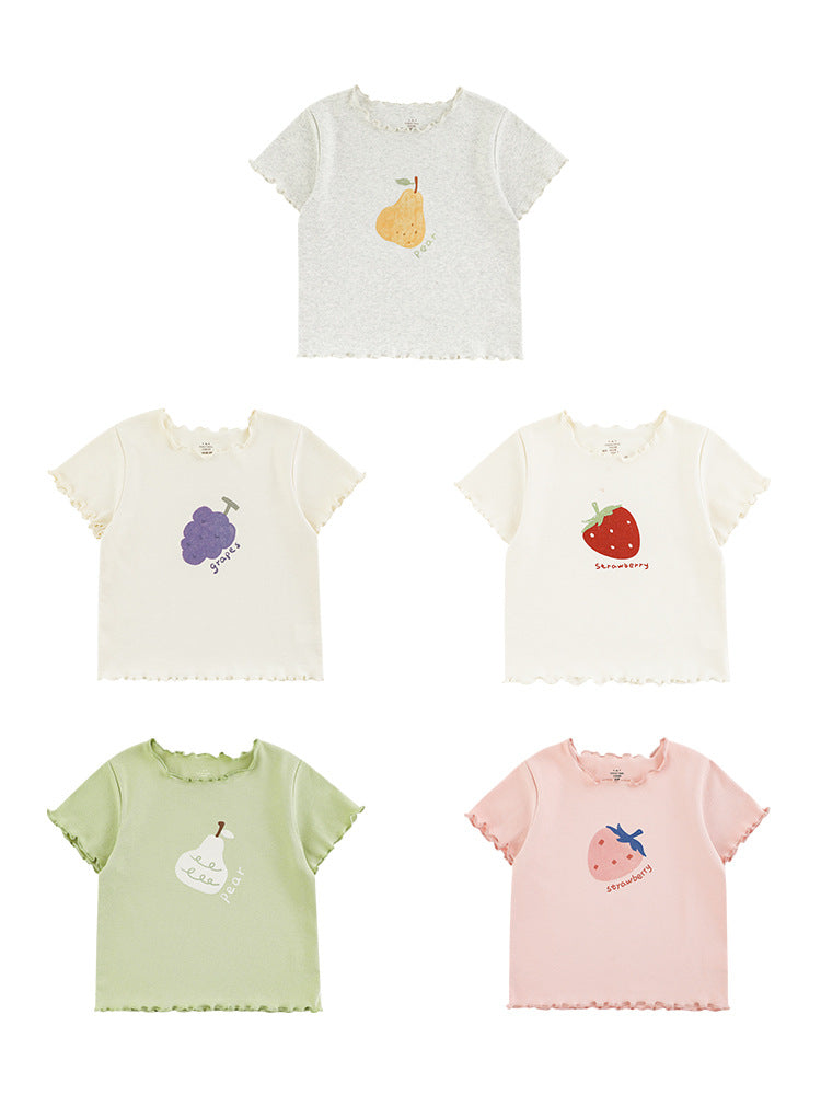 Fruit Printed Short-sleeved Summer Cute Tree Lacework Children's T-shirt