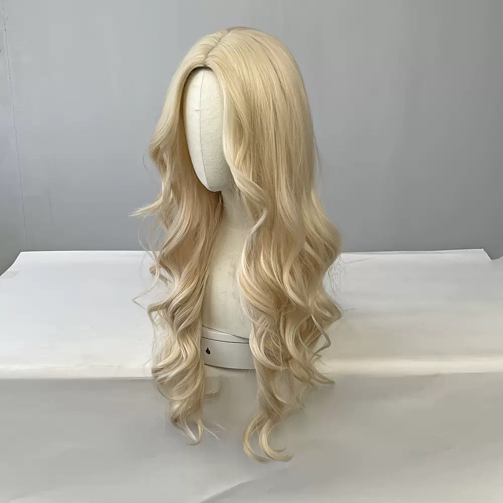 Women's Lace Natural Mid-length Hair Big Wave Wig Long Curls