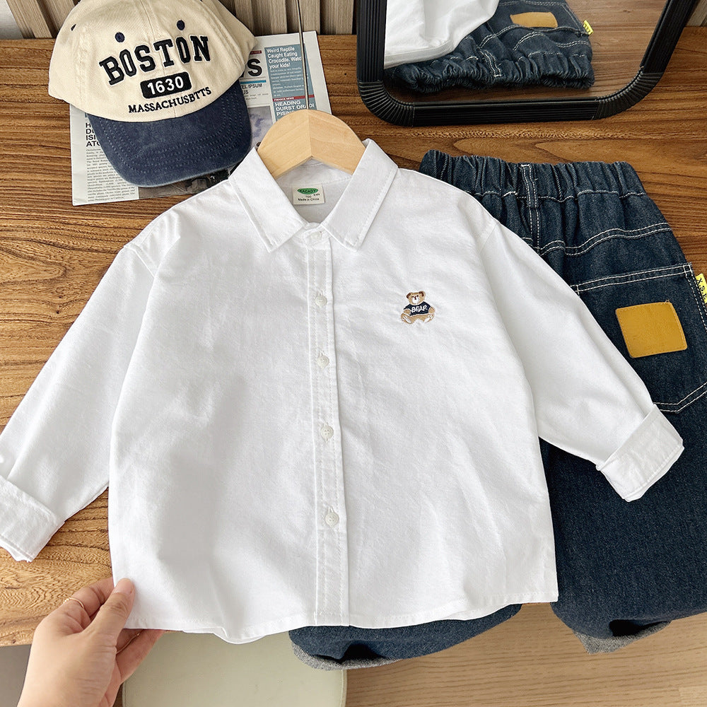 Children's Striped Clothing Autumn Middle Big Western Style Children's Shirt