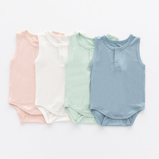 Fiber Clothes For Babies Summer Thin Clothing Sleeveless Vest Born Jumpsuit, Climbing Suit