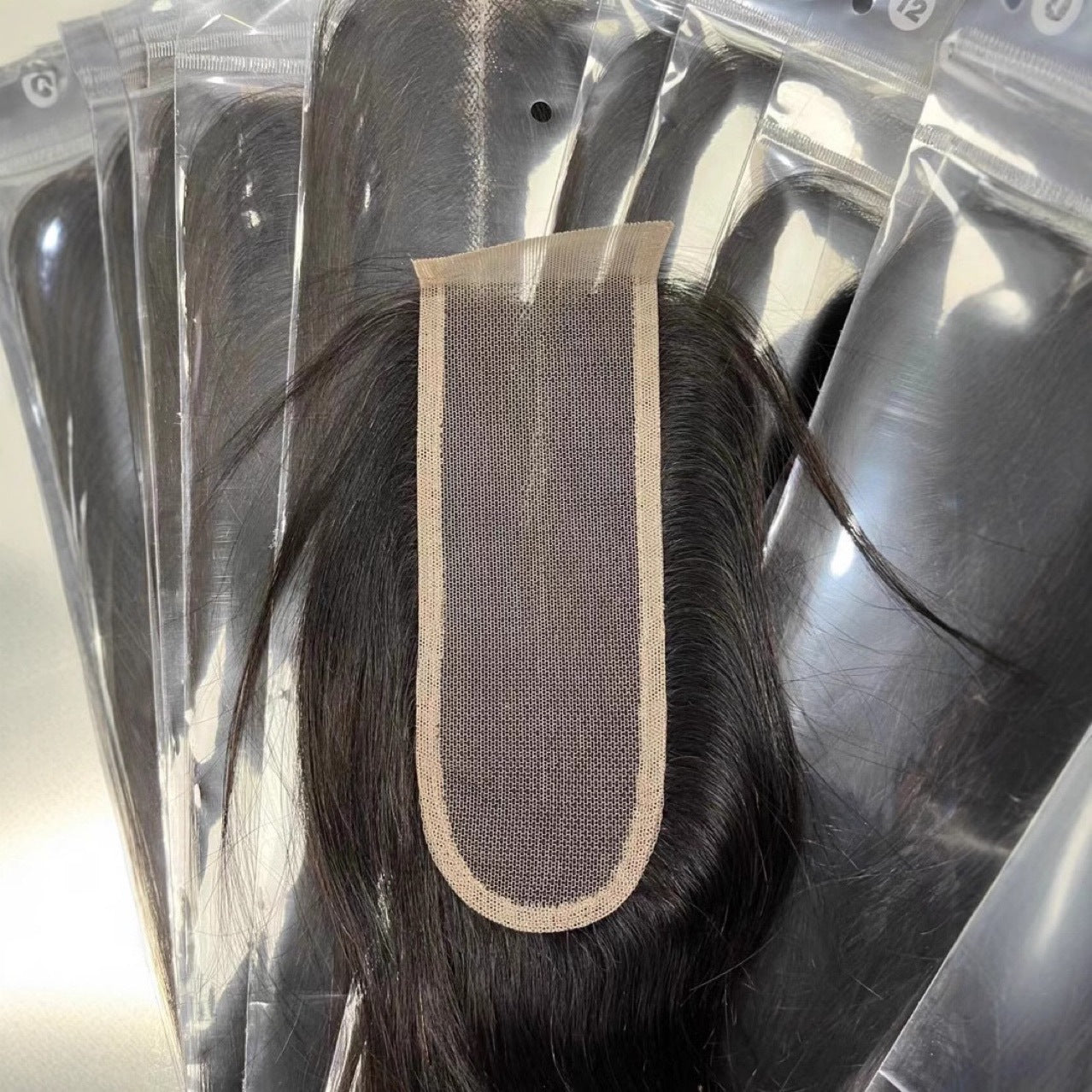 Lace Hair Piece Real Human Hand-woven Bag Long Straight Wig