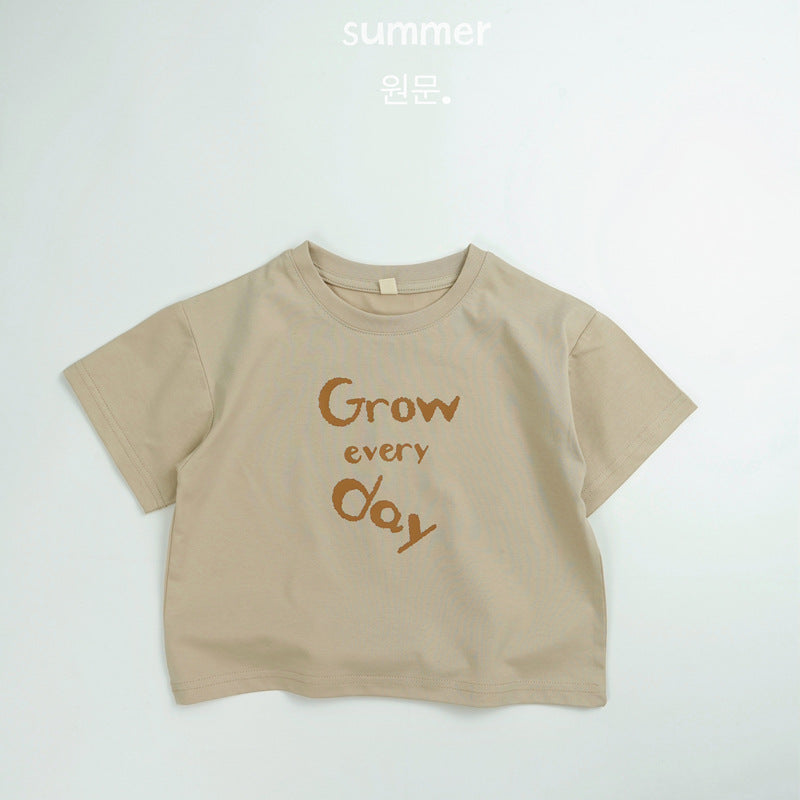 Children's Short-sleeved Summer Boy Clothing Loose Western Style Half Sleeve Letters Children's T-shirt