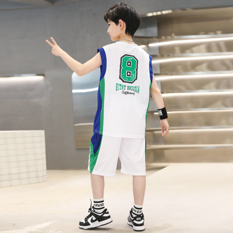 Vest Sports Two-piece Quick Drying Clothes Sleeveless Basketball Wear Children's Suit