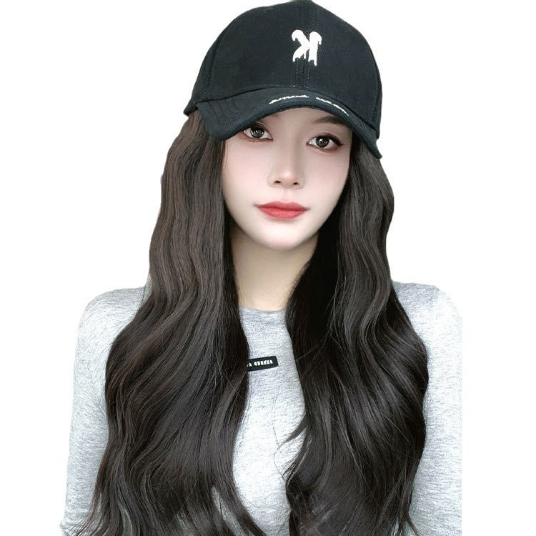 Hat One Natural Big Wave Female Full Hair Long Straight Wig