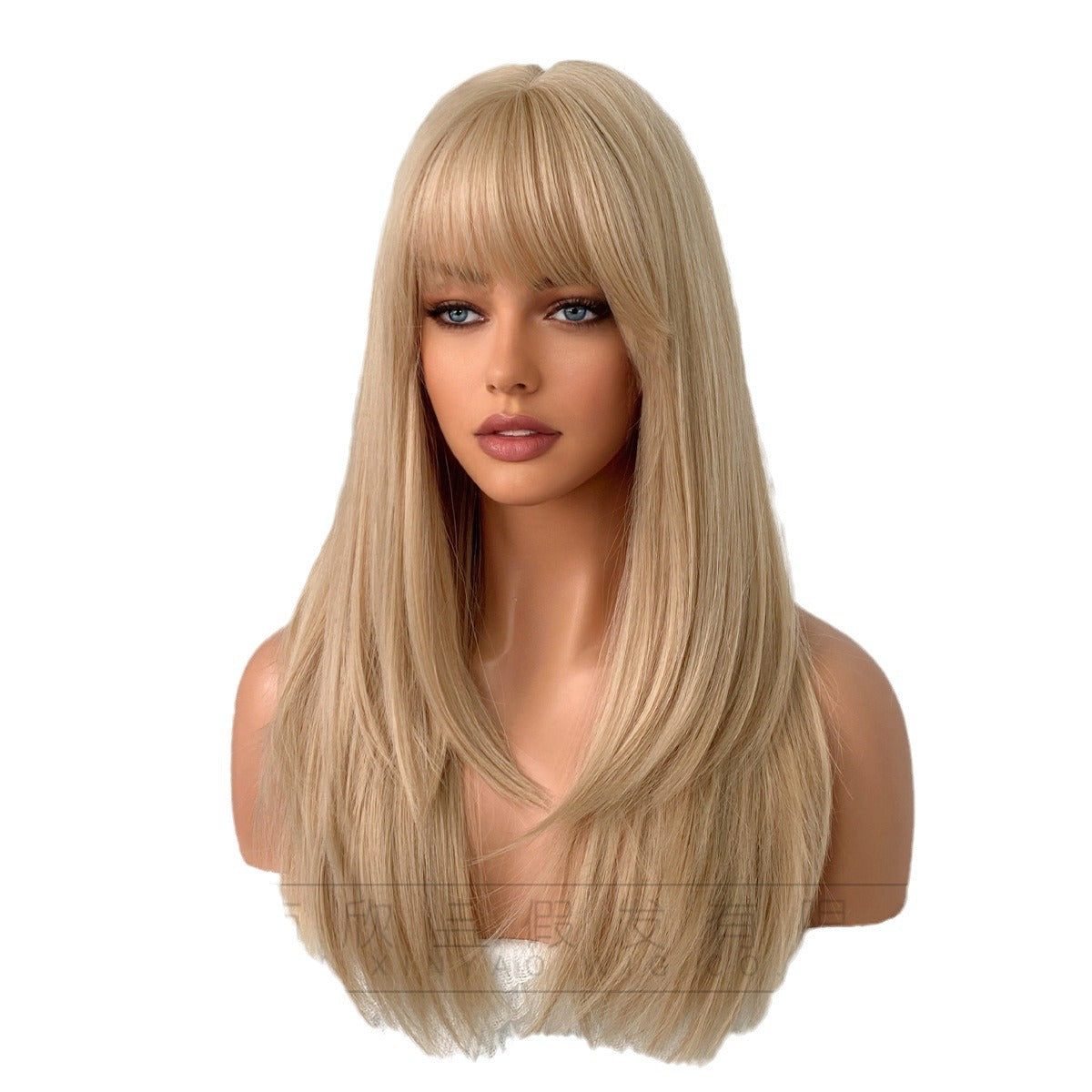 Women's Beige Hair Layer Full Type Chemical Long Straight Wig