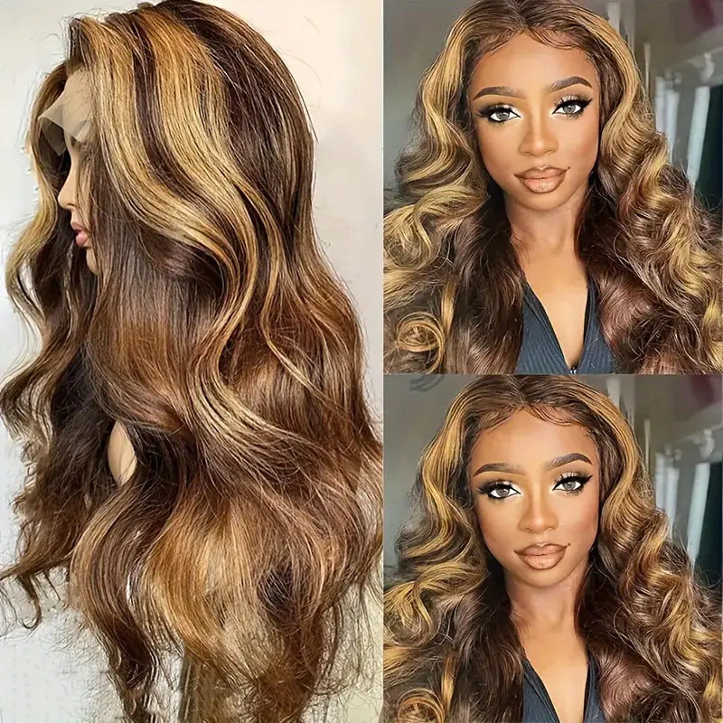 Women's Medium Large Wave Highlight Curly Hair Fluffy Wig Long Curls