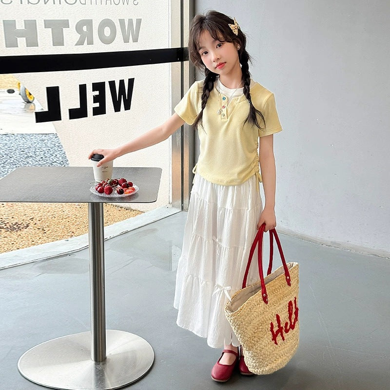 Children's Sleeve Skirt Korean T-shirt Cake Dress Children's Suit