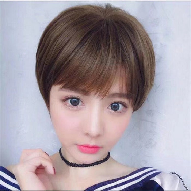 Female Cute Fashion Head Dyed Black Wig Short Straight Hair