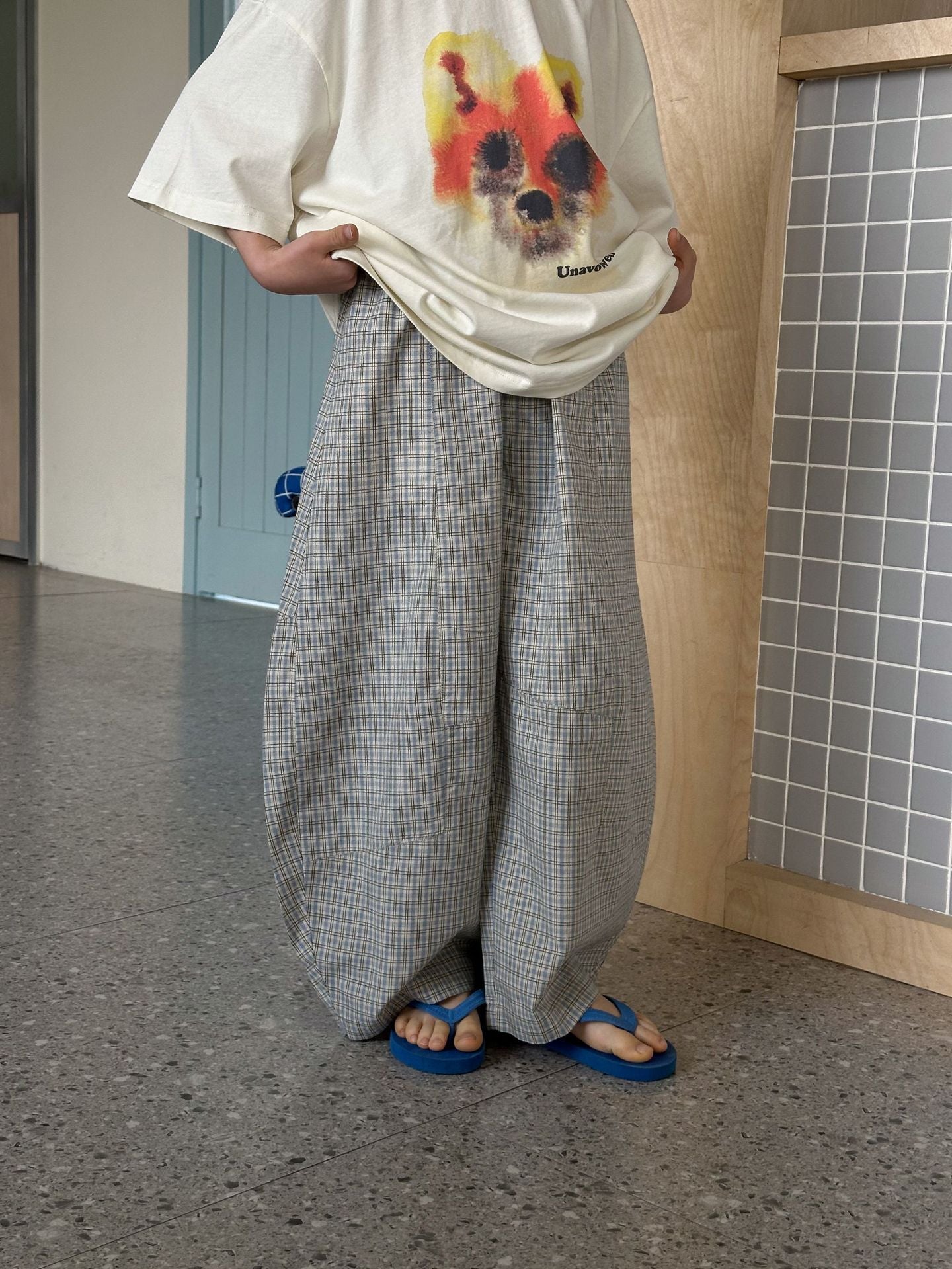 Children's Plaid Trousers Summer Casual Matchet Loose Boys Anti Mosquito Children's Pants