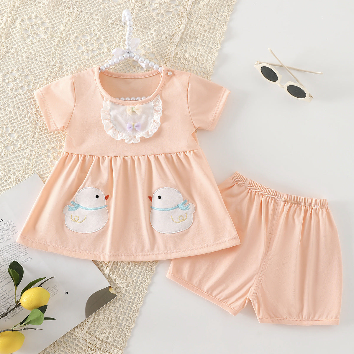 Summer Thin Short-sleeved Shorts Split Princess Dress Cute Clothes Children's Suit