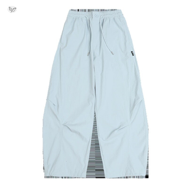 Korean Fashionable Light Blue Navy Folding Children's Pants