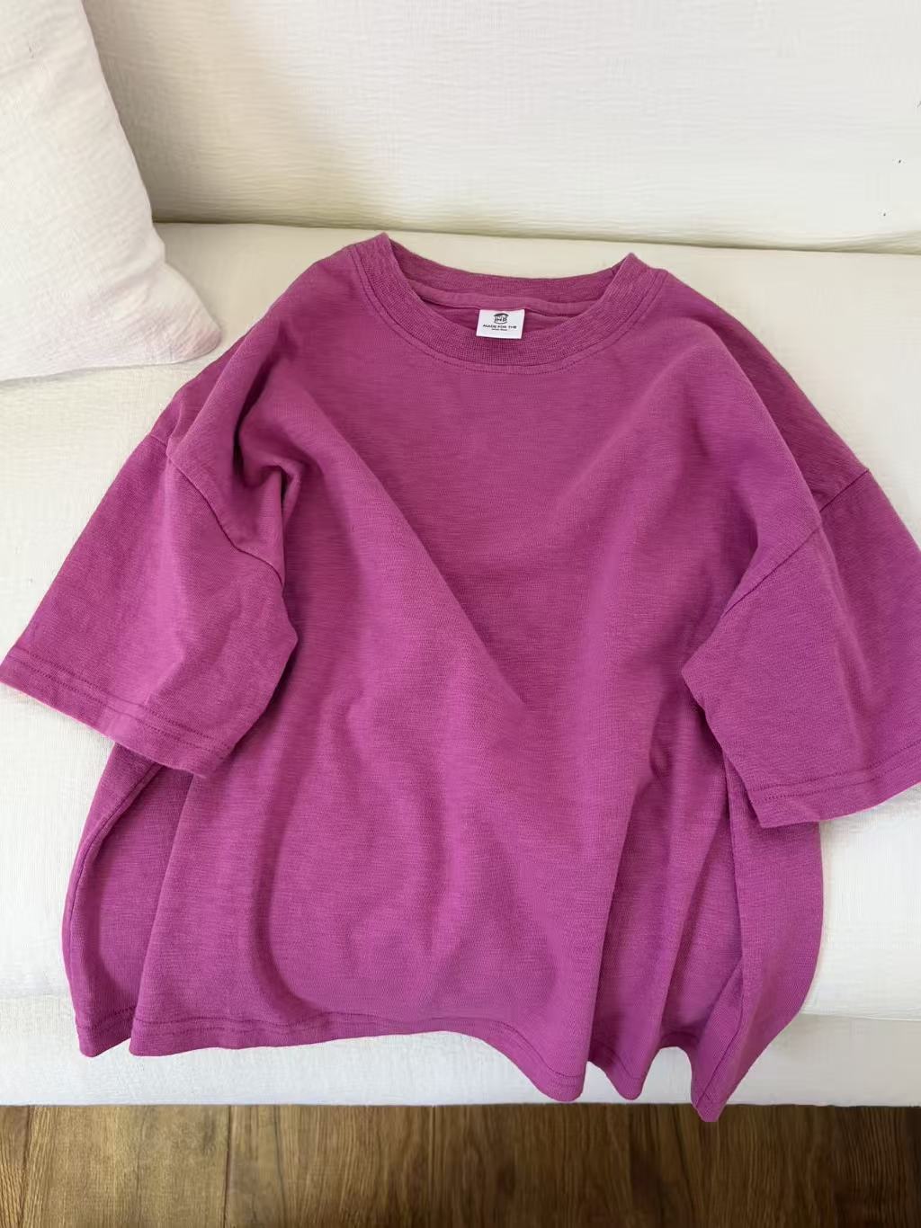Women's & Men's Summer Simplicity Profile Embroidered Letter Slub Cotton Candy Color Short Children's T-shirt