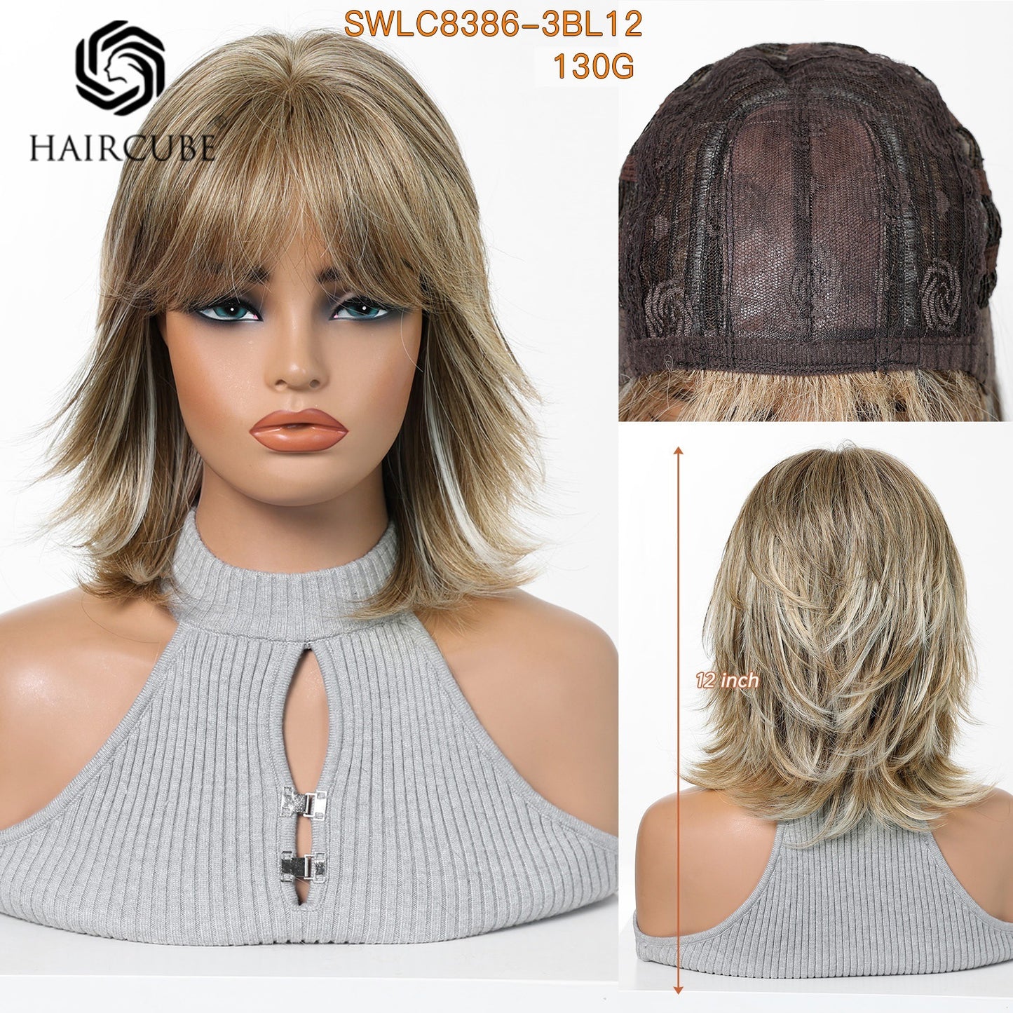 Women's Fashion Golden Layered Synthetic Wigs Wig Short Curly Hair