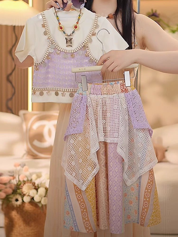 Children's Western Style Ethnic Skirt Two-piece Set Little Children's Suit