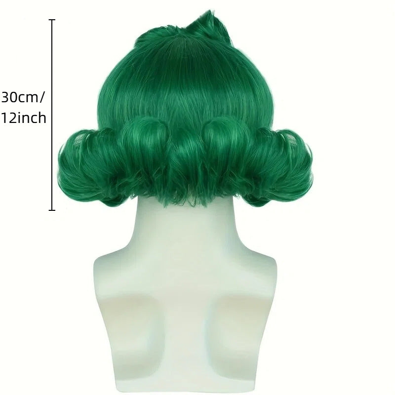 Curly Hair Green Wave Shape Halloween Cos Wig