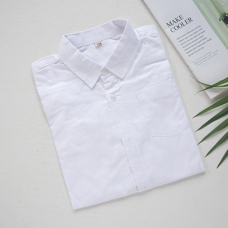 Children's White Cotton Long Sleeve Performance Chorus Primary Children's Shirt