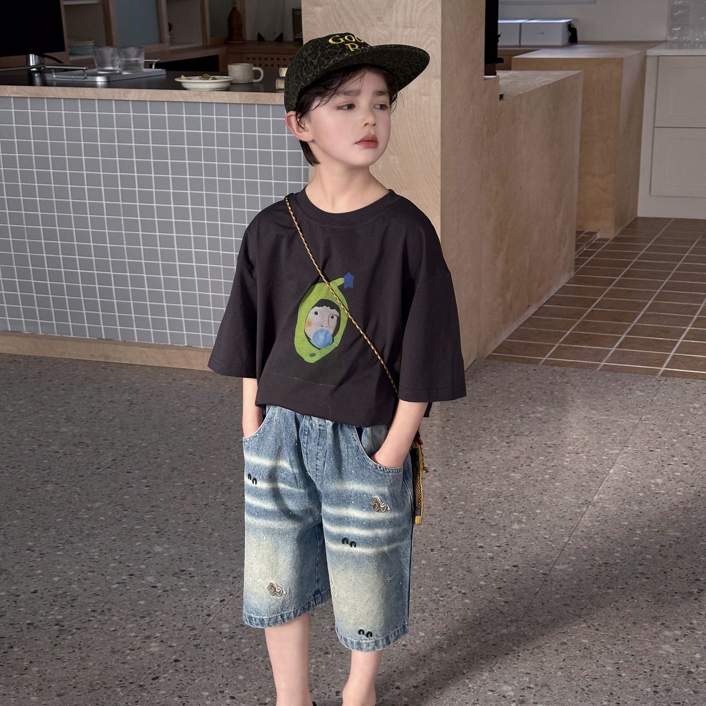 Children's Comfort Casual Half-length Sleeves Top Printed Children's T-shirt