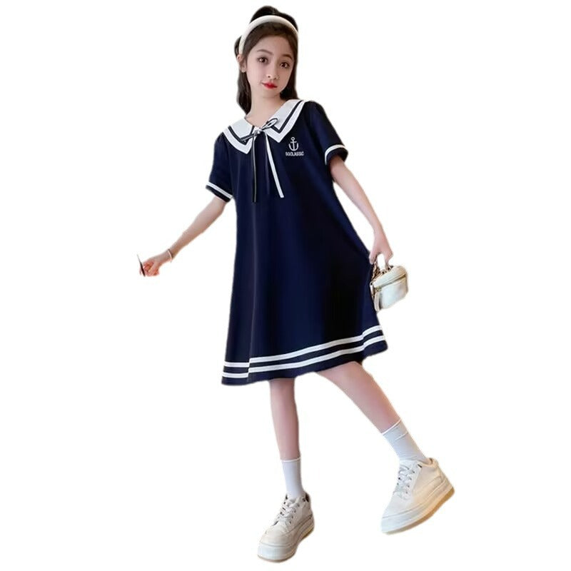 Older Summer Clothes Funky Casual Short Sleeve College Children's Dress