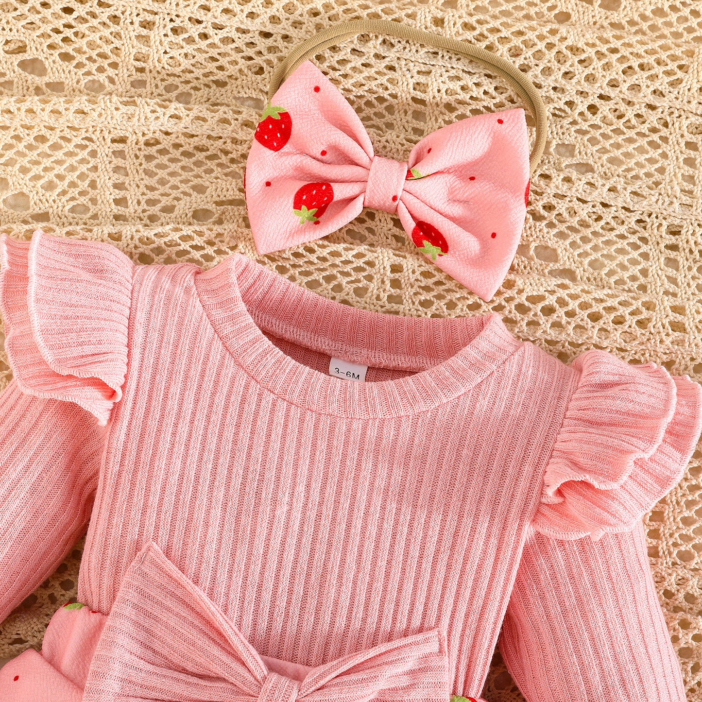 Print Triangle Rompers Headscarf Bow Socks Sweet Cute Jumpsuit, Climbing Suit