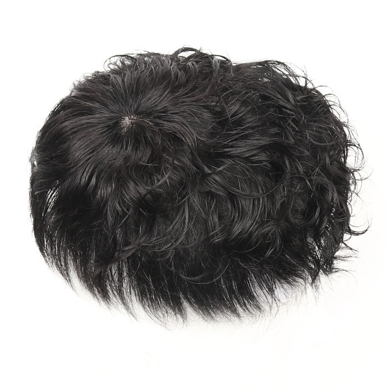 Men's Style Handsome Human Curly Set Invisible Top Men's Wig