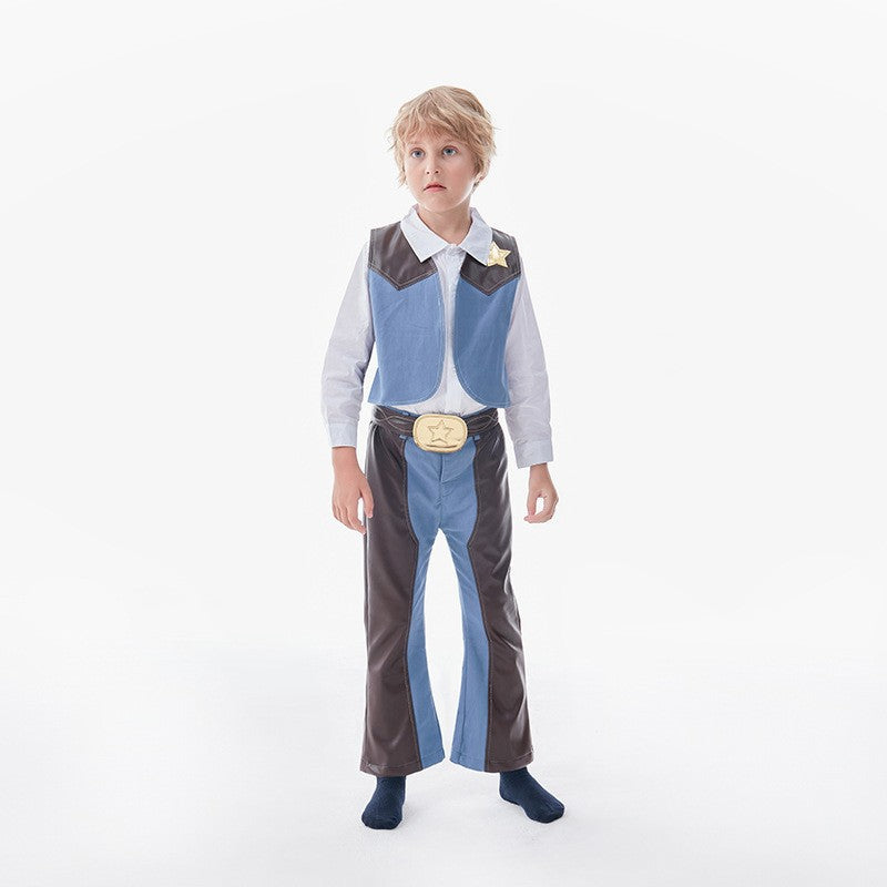 Children's Western Denim Festival Clothes Role Performance Set With Children's Suit