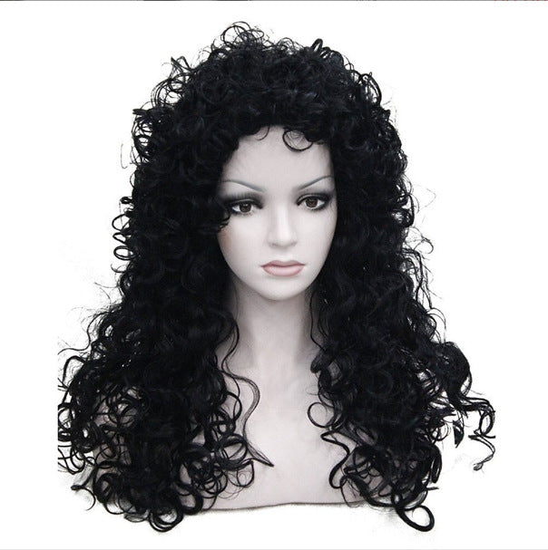 Women's African Wigs With Small Curly Hair Afro Synthetic Wig Long Curls