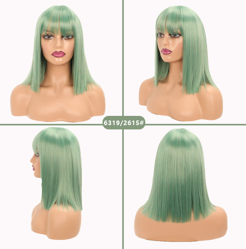 Collarbone Length Haircut Head Chemical Fiber Wig Short Straight Hair