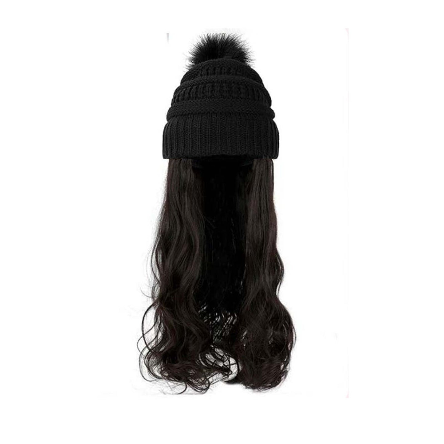 Women's Hair Big Wave Hat Solid Color Wig Long Curls