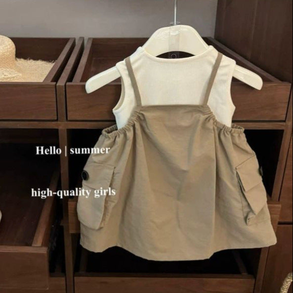 Clothing Summer Fashionable Vest Fashion Work Clothes Suspender Skirt Children's Suit