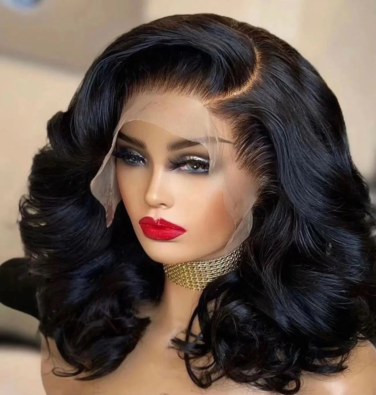 Beautiful Pretty Classy Classic Front Lace Wig Short Curly Hair