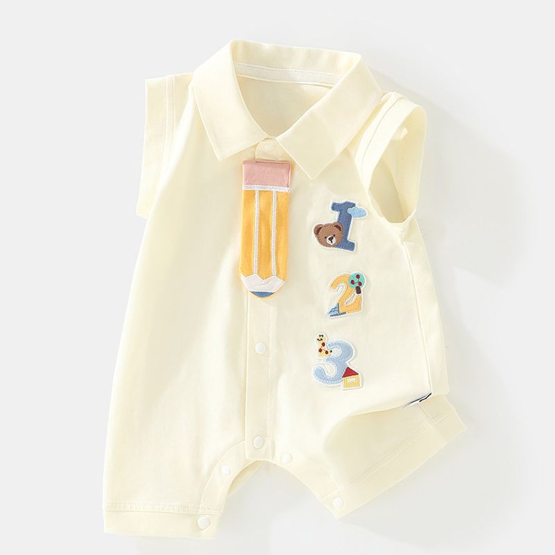 Summer Tie Digital Bear Jumpsuit Born Clothes Cute Jumpsuit, Climbing Suit