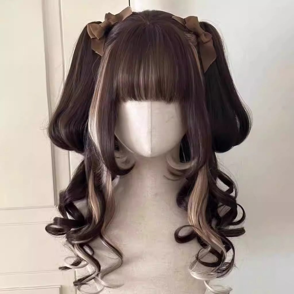 Collection Ancient Breakfast Double Ponytail Jaws Clamp Daily Retro Wig Long Curls
